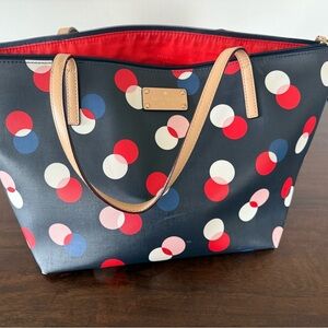 Kate Spade Navy and Red Polka Dot Tote